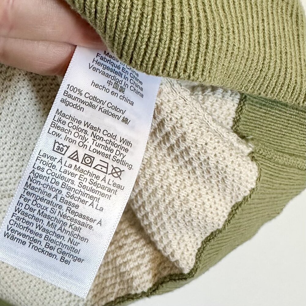 NWT Madewell Olive Honeycomb Stitch Johnny-Collar Sweater Polo - Size: Small - Picture 4 of 13